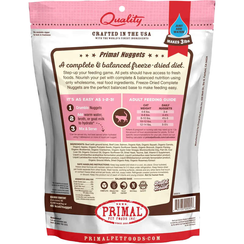 Primal - Nuggets - Freeze Dried Nuggets - Beef & Salmon Formula (Cat Food)