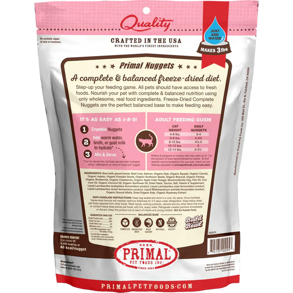 Primal - Nuggets - Freeze Dried Nuggets - Beef & Salmon Formula (Cat Food)