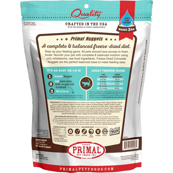 Primal - Nuggets - Freeze Dried Nuggets - Chicken & Salmon Formula (Cat Food)