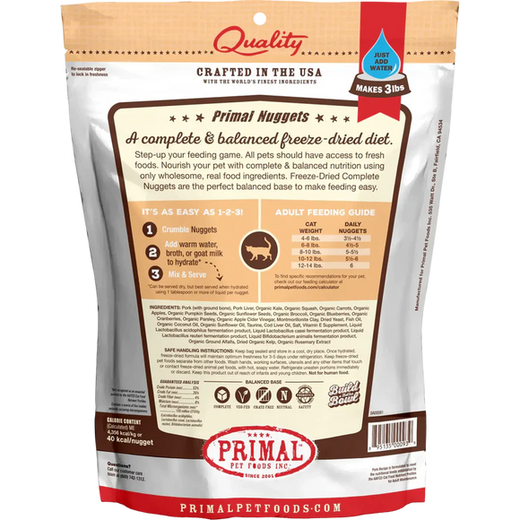 Primal - Nuggets - Freeze Dried Nuggets - Pork Formula (Cat Food)