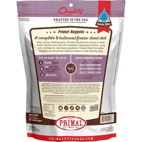 Primal - Nuggets - Freeze Dried Nuggets - Turkey Formula (Cat Food)