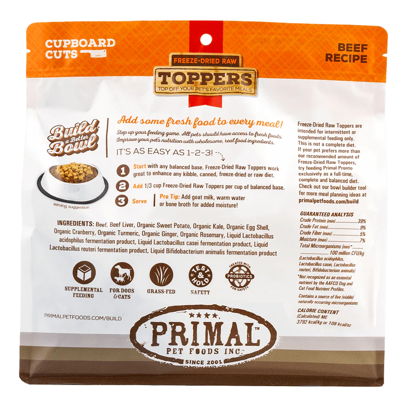 Primal - Beef Freeze-Dried Raw Toppers (Dog/Cat)