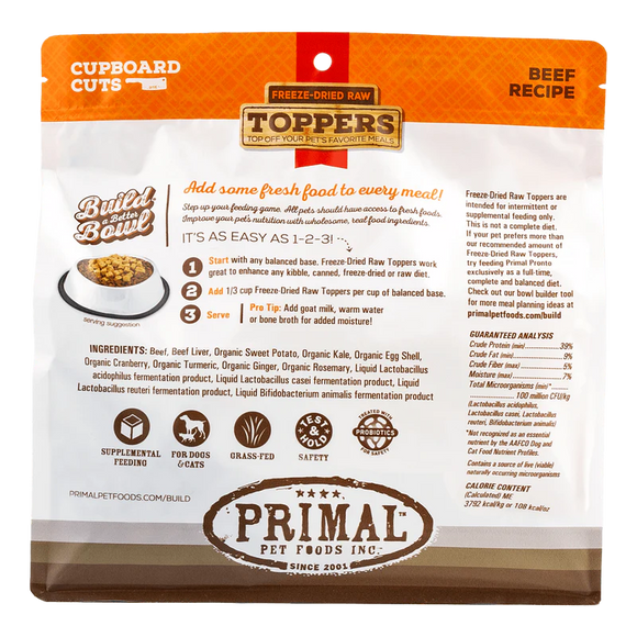 Primal - Beef Freeze-Dried Raw Toppers (Dog/Cat)
