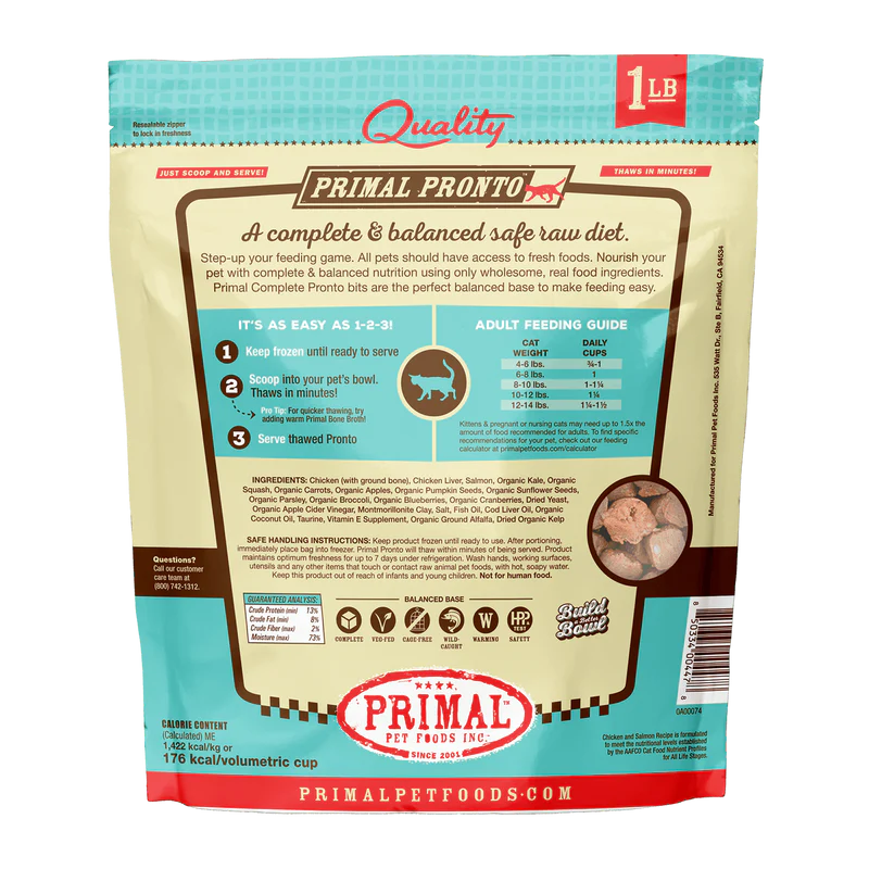 Primal - Pronto - Raw Chicken & Salmon (For Cats) - Frozen Product