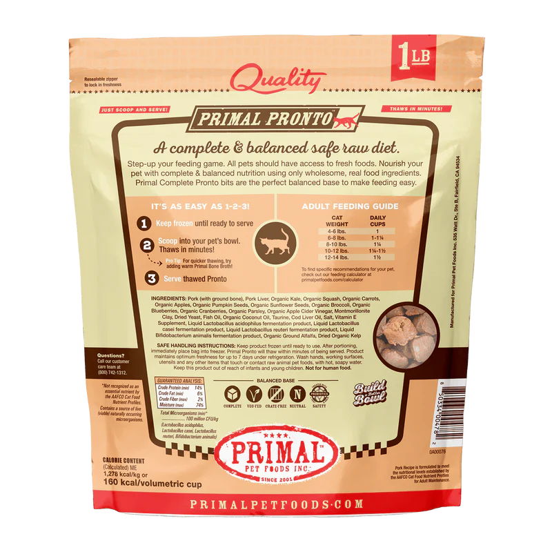 Primal - Pronto - Raw Pork (For Cats) - Frozen Product