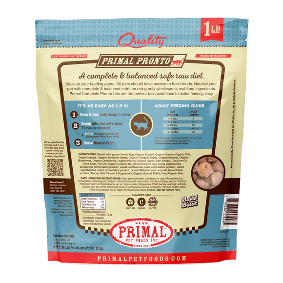 Primal - Pronto - Raw Rabbit (For Cats) - Frozen Product