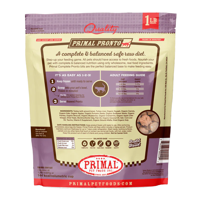 Primal - Pronto - Raw Turkey (For Cats) - Frozen Product