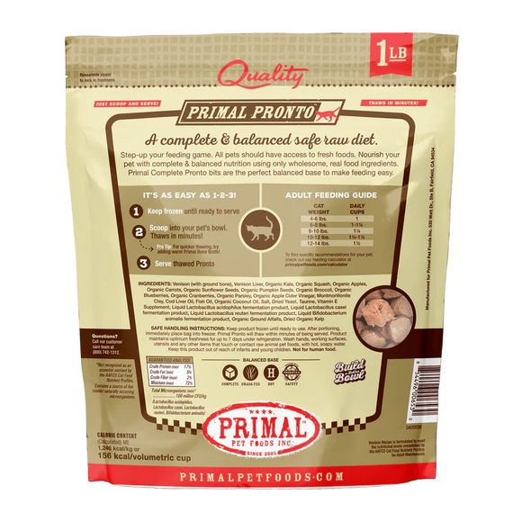 Primal - Pronto - Raw Venison (For Cats) - Frozen Product