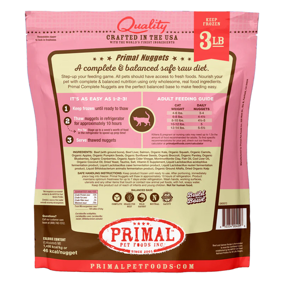 Primal - Nuggets - Raw Beef & Salmon (For Cats) - Frozen Product