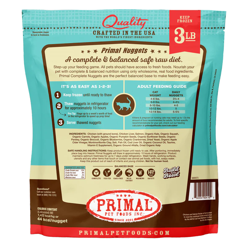 Primal -  Nuggets - Raw Chicken & Salmon (For Cats) - Frozen Product