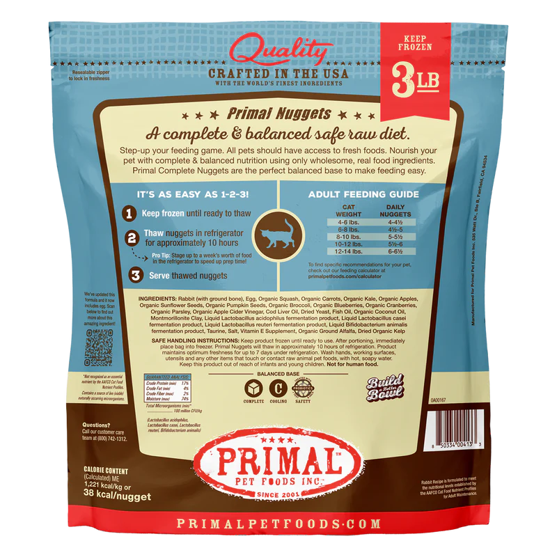 Primal - Nuggets - Raw Rabbit (For Cats) - Frozen Product