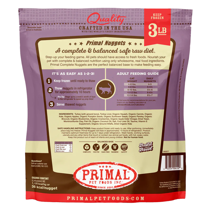 Primal - Nuggets - Raw Turkey (For Cats) - Frozen Product