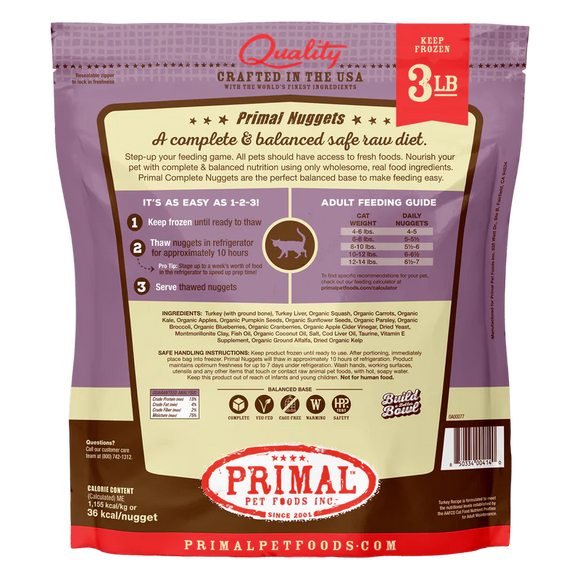 Primal - Nuggets - Raw Turkey (For Cats) - Frozen Product