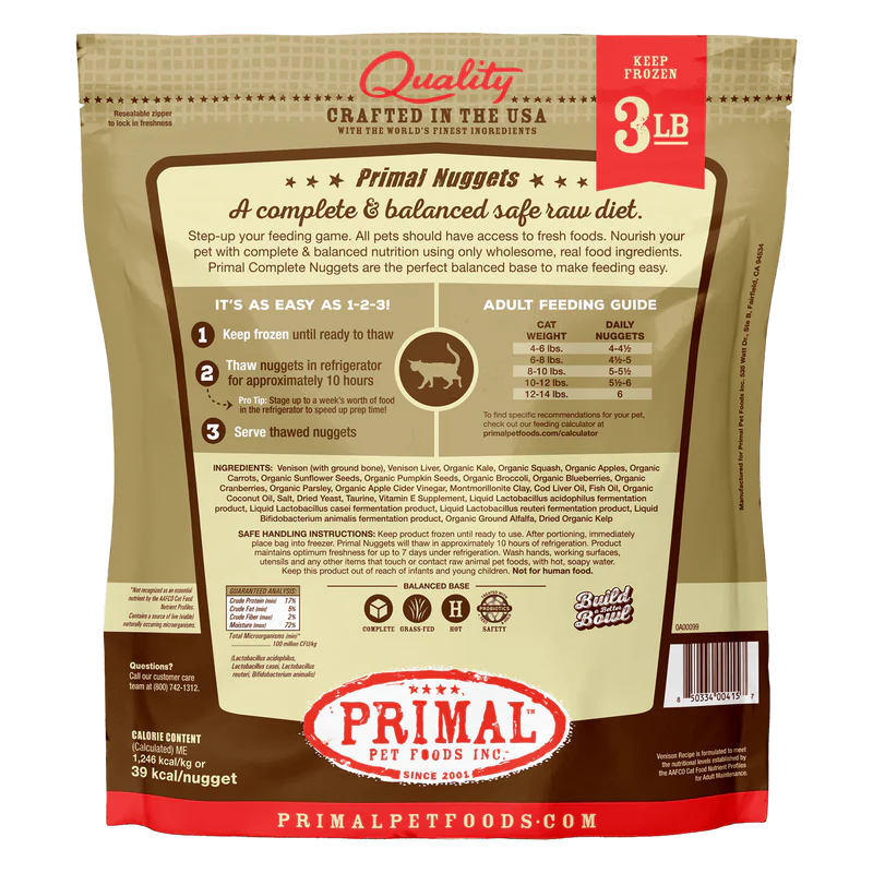 Primal - Nuggets - Raw Venison (For Cats) - Frozen Product-3