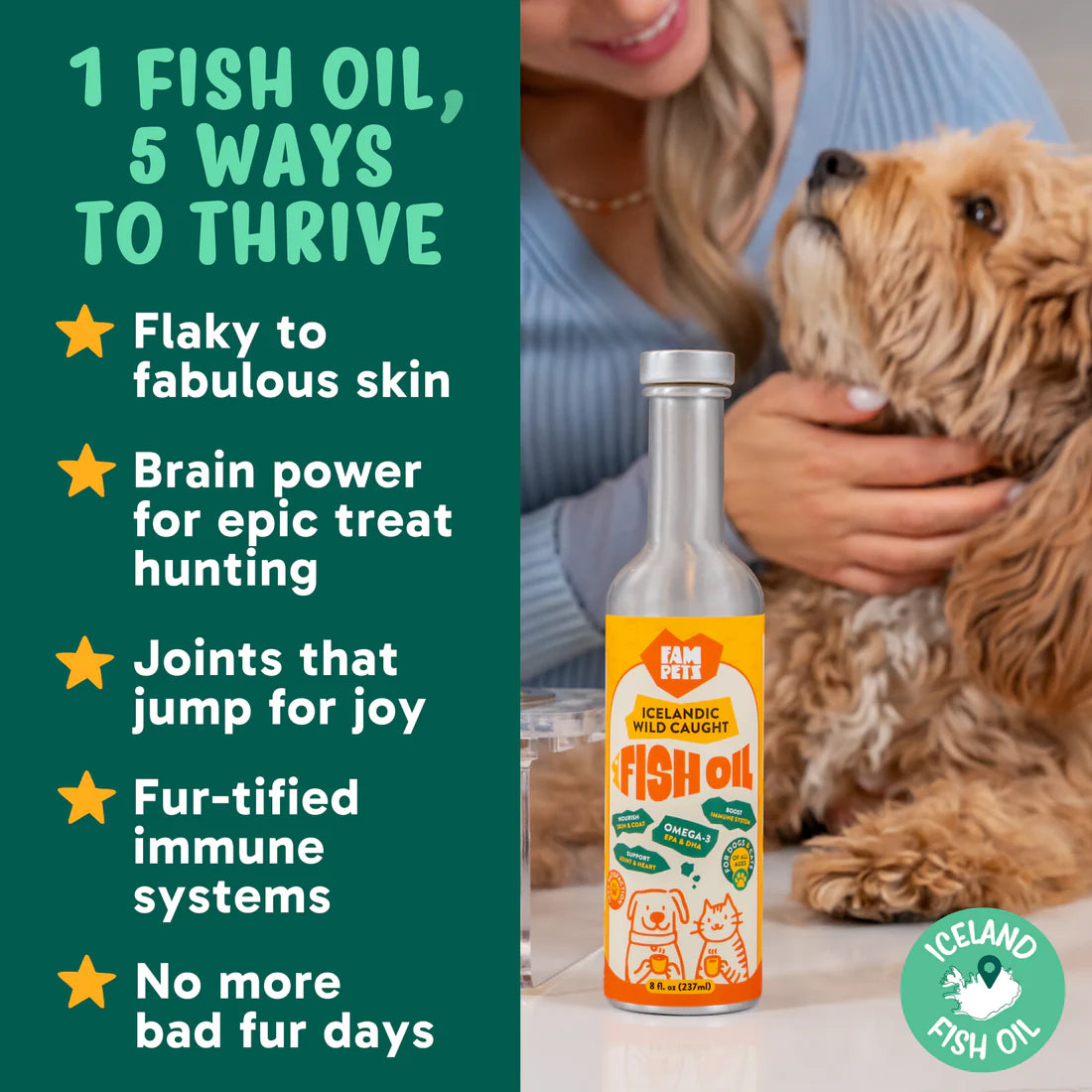Fam Pets - Icelandic Wild Caught Fish Oil (Pet Supplement) - Pour