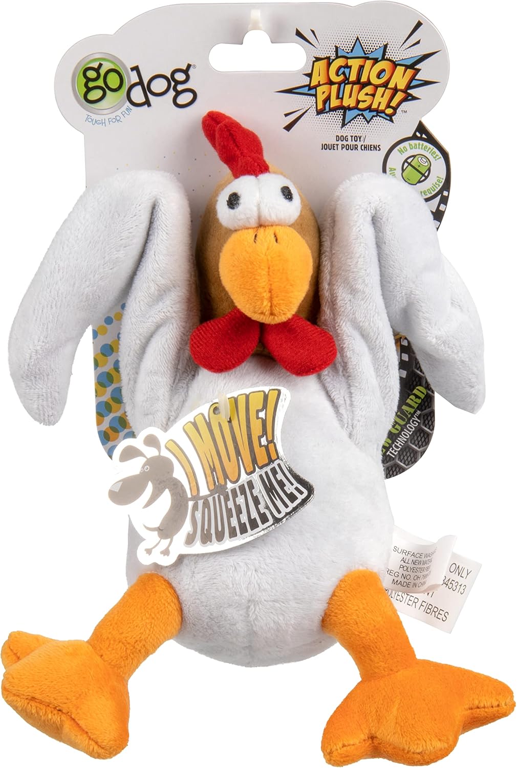 GoDog -  Chicken Chew Guard Technology Animated Squeaker Plush Dog Toy