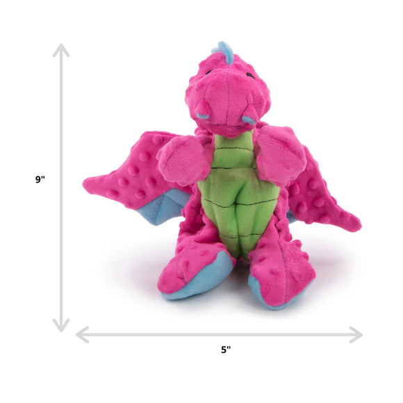 GoDog - Dragons Squeaker Plush Dog Toy - Pink
