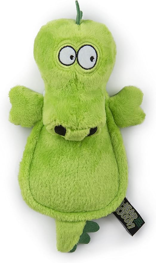 GoDog - Silent Squeak Flattie Green Gator (Dog Toy)