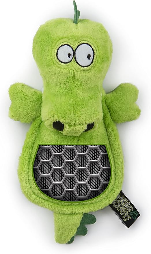 GoDog - Silent Squeak Flattie Green Gator (Dog Toy)