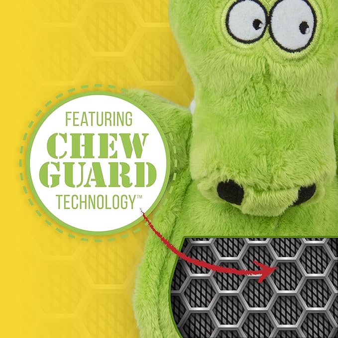 GoDog - Silent Squeak Flattie Green Gator (Dog Toy)