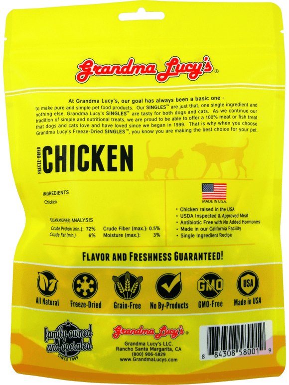 Grandma Lucy's Freeze-Dried Singles Chicken Dog & Cat Treats