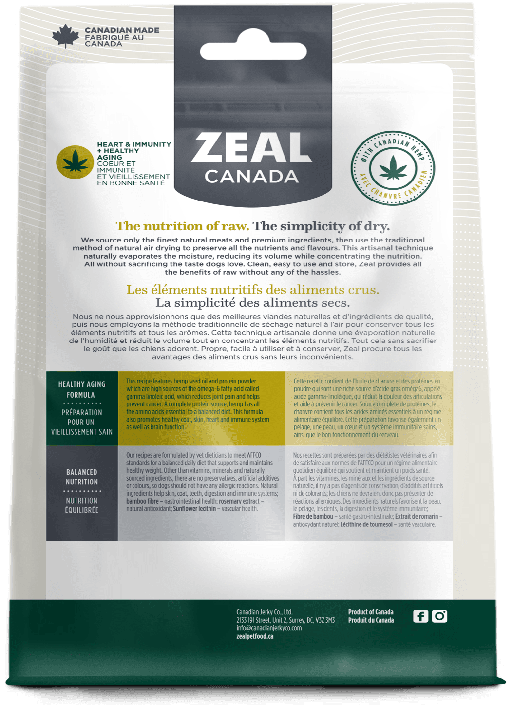 Zeal Canada -  Gently Air-Dried Beef with Hemp (For Dogs)