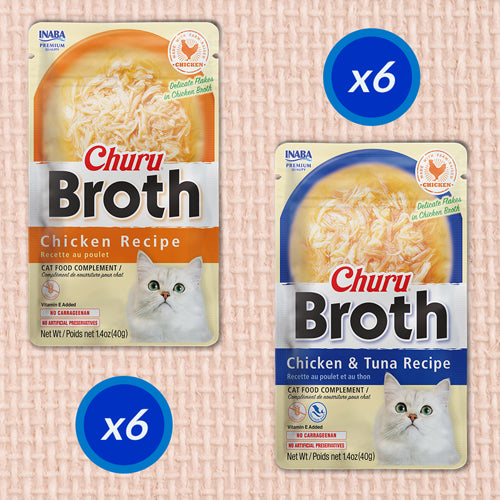 Inaba - Churu Broth - 12 count Chicken & Tuna Variety Pack (For Cats)
