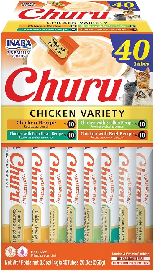 Inaba - Churu Purees - Chicken Varieties Box 40 Tubes (Treat for Cats)