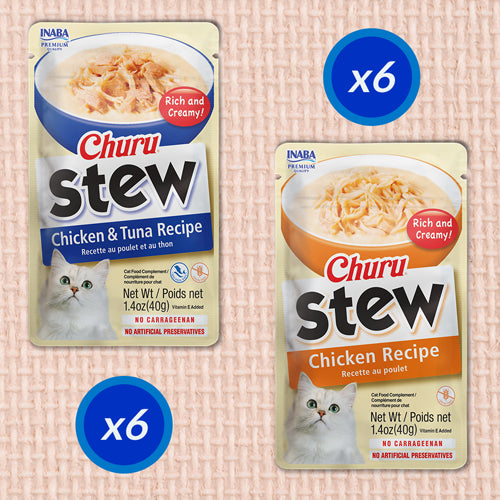 Inaba - Churu Stew - 12 count Chicken & Tuna Variety Pack (For Cats)