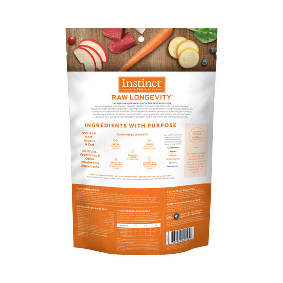 Instinct - Raw Longevity 100% Freeze-Dried Raw Meals Grass-Fed Beef & Wild-Caught Cod Recipe