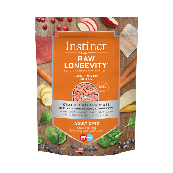 Instinct - Raw Longevity Frozen Bites Grass-Fed Beef & Wild-Caught Cod Recipe