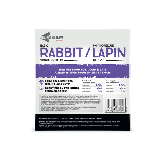 Iron Will Raw - Basic Rabbit (For Dogs & Cats) - Frozen Product