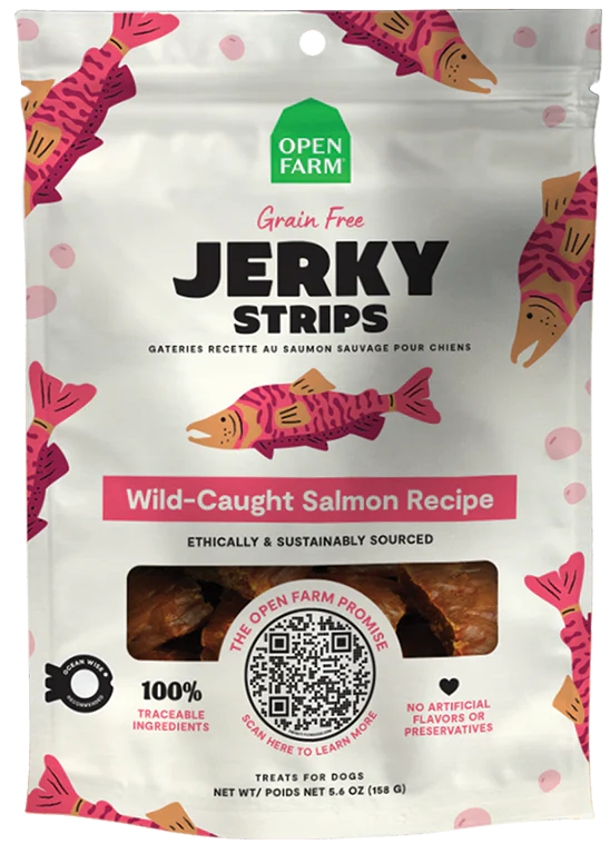 Open Farm - Grain Free Wild Caught Salmon Jerky Strips (For Dogs).
