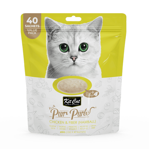 Kit Cat - Kit Cat Purr Puree - Chicken & Fiber Hairball Control (Cat Treat)