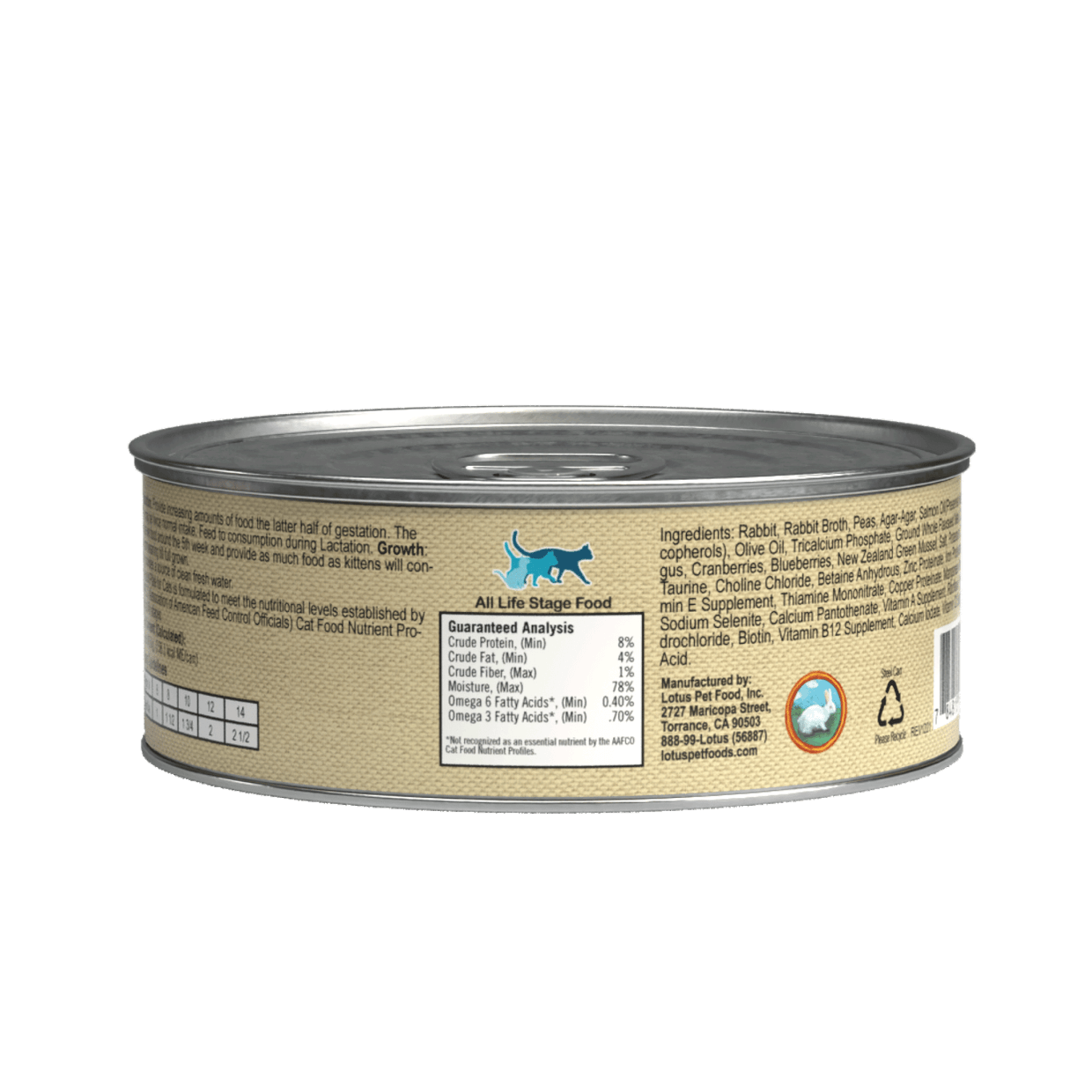 LOTUS - Grain Free Rabbit Pate (Wet Cat Food)