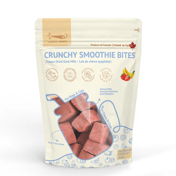 Loopy Paws - Crunchy Smoothie Bites - Strawberry & Banana (For Dogs & Cats)