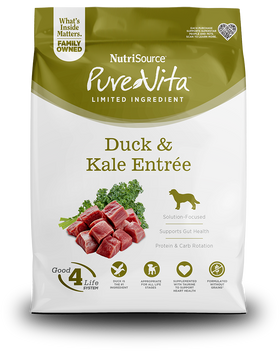 NutriSource PureVita Duck & Kale Dog Food | Limited Ingredient 