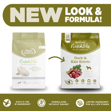 NutriSource PureVita Duck & Kale Dog Food | Limited Ingredient 