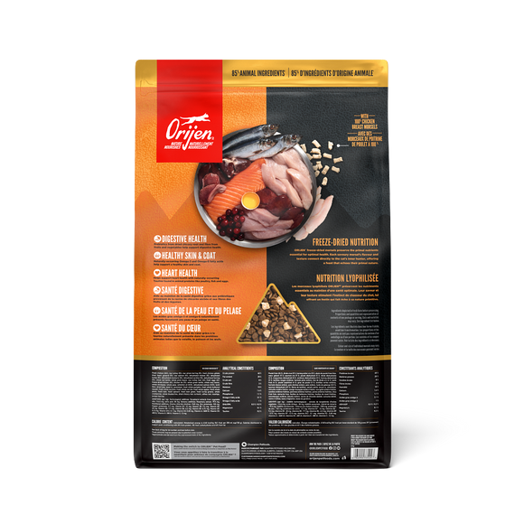 ORIJEN Wild Reserve Free-Run Chicken & Wild-Caught Fish Cat Food bag, back