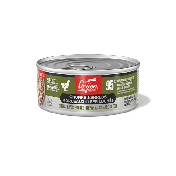 ORIJEN Chunks & Shreds Duck & Liver Entrée 155g can