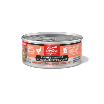ORIJEN Chunks & Shreds Salmon & Chicken Entrée 155g can