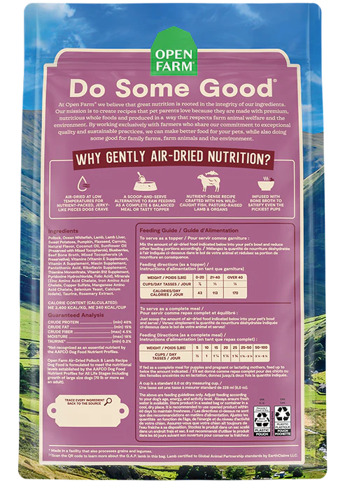 Open Farm - Air Dried Pollock & Lamb Recipe (For Dogs)