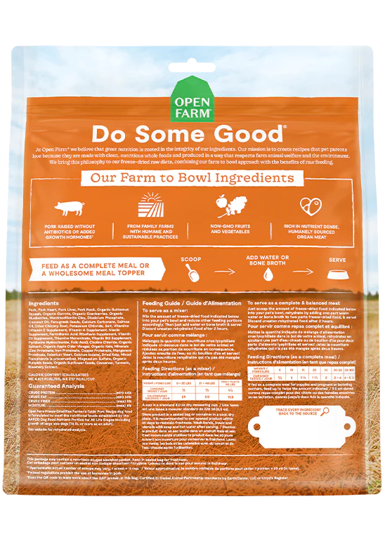 Open Farm - Farmer's Table Pork Freeze Dried Raw Dog Food