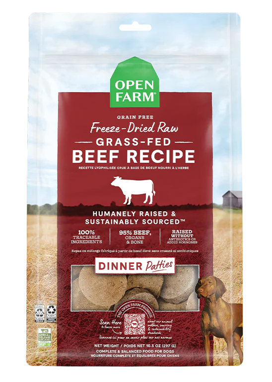Open Farm - Grass Fed Beef Freeze Dried Raw Patties Dog Food