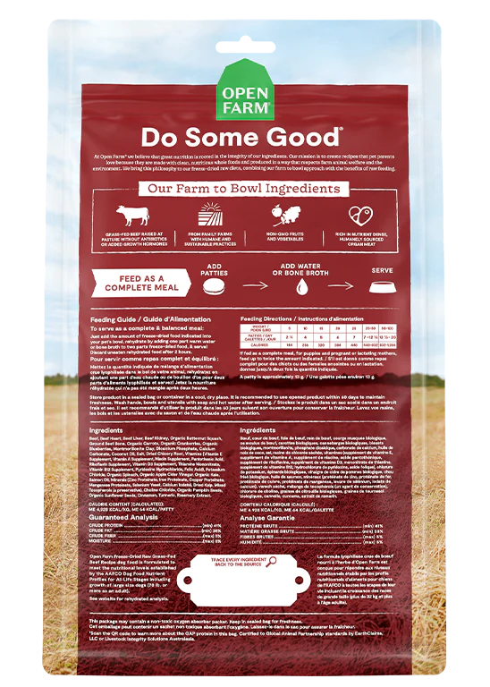 Open Farm - Grass Fed Beef Freeze Dried Raw Patties Dog Food