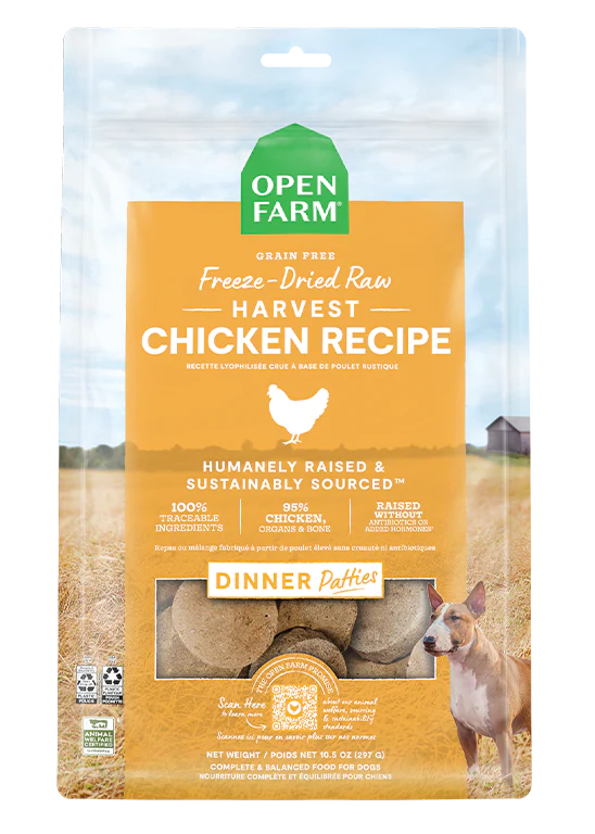 Open Farm - Harvest Chicken Freeze Dried Raw Patties Dog Food