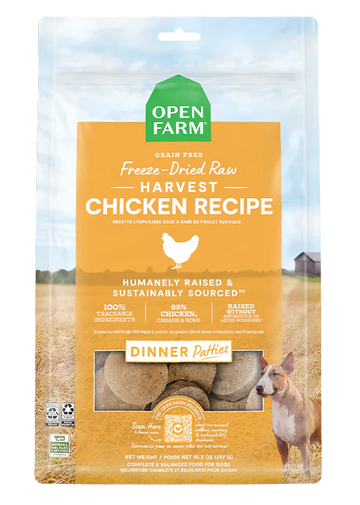 Open Farm - Harvest Chicken Freeze Dried Raw Patties Dog Food