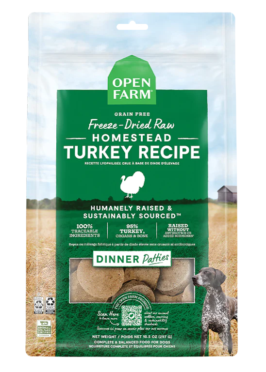 Open Farm - Homestead Turkey Freeze Dried Raw Patties Dog Food
