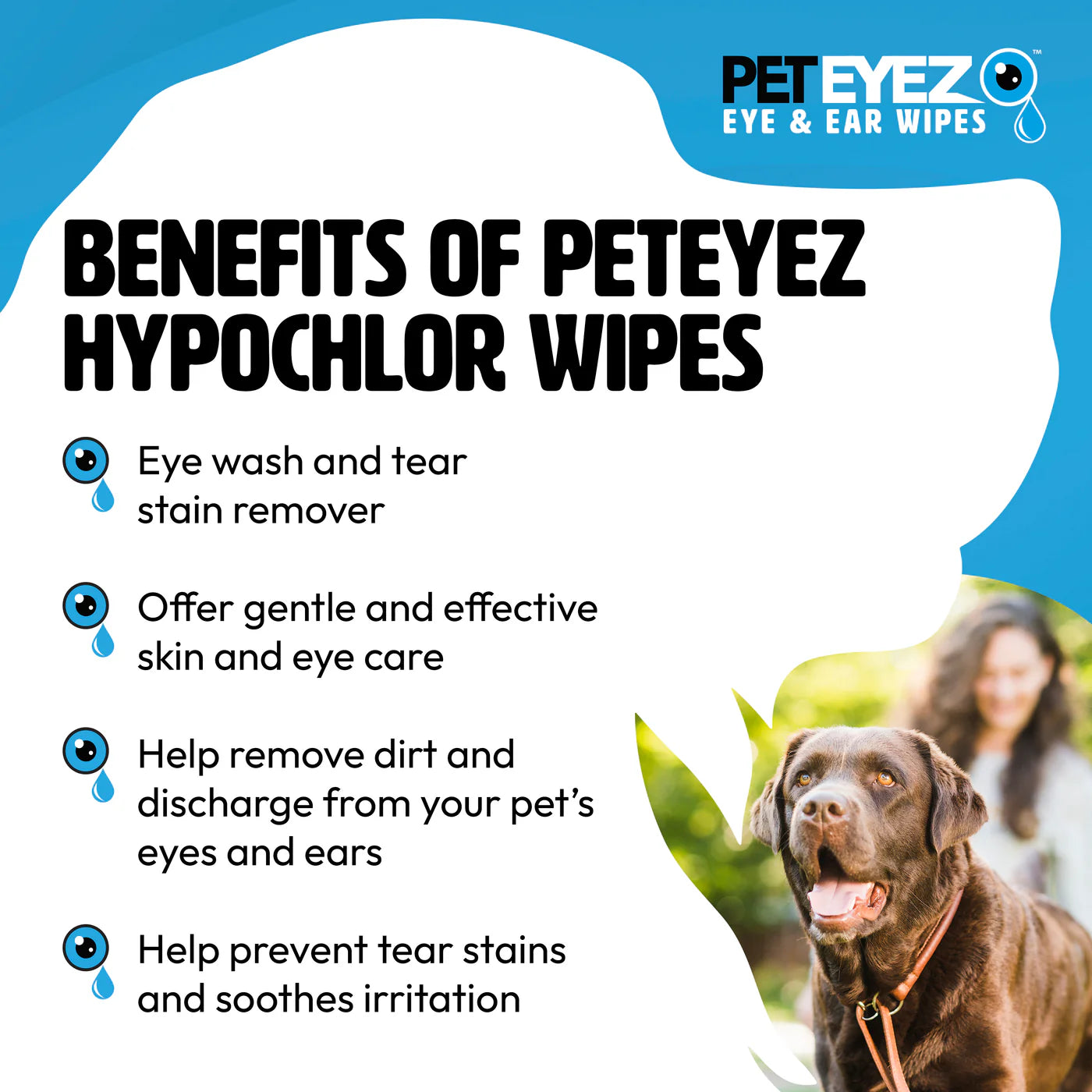 PETEYEZ - Eye and Ear Wipe W/ Hypochlor (For Dogs & Cats)