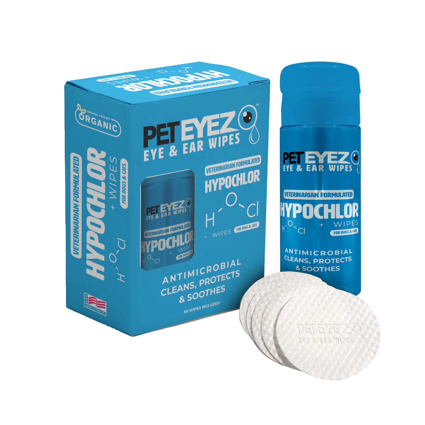 PETEYEZ - Eye and Ear Wipe W/ Hypochlor (For Dogs & Cats)